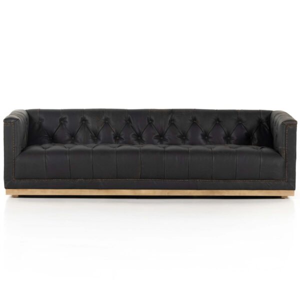 Maxx Leather Sofa, Destroyed Black by Four Hands